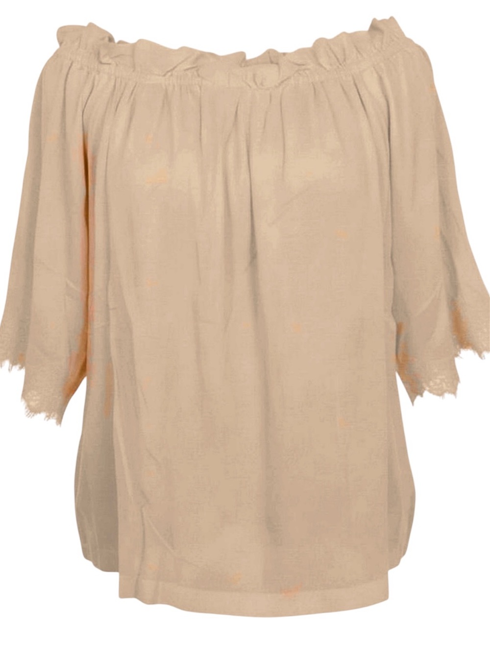 Gold Hawk Rayon/Linen Off the Shoulder SS Top Pale Peach